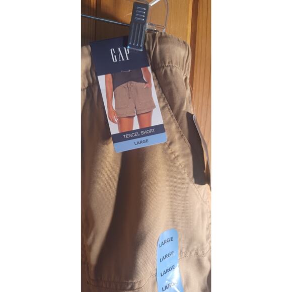 NWT Gap Tencel Shorts Beige Elastic Waist Drawstring Pockets Women's Large Soft - Picture 4 of 8